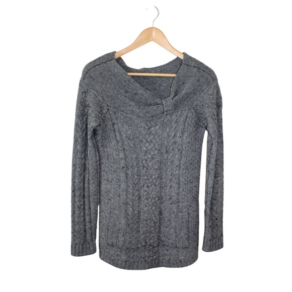 RACHEL ROY OFF THE SHOULDER GRAY CABLE SWEATER WOMEN'S SIZE SMALL - Picture 1 of 6